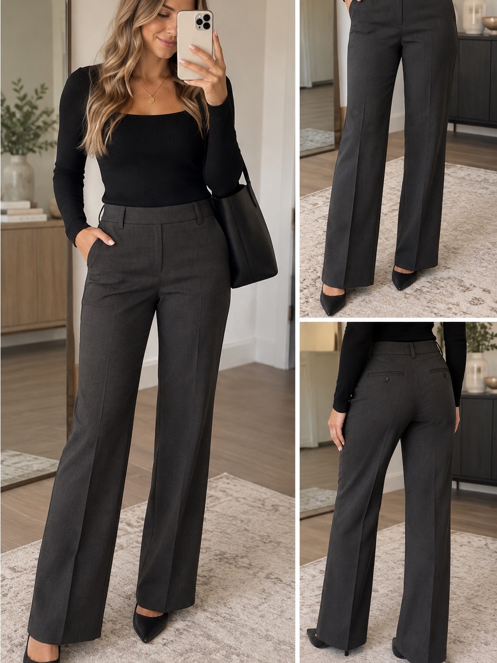 Charter Club High-Rise Wide-Leg Dress Pants — Charcoal Gray